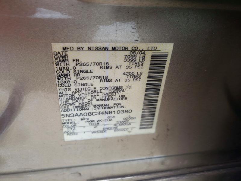 Продаж на аукціоні авто 2004 Infiniti Qx56, vin: 5N3AA08C34N810380, номер лоту: 51606276