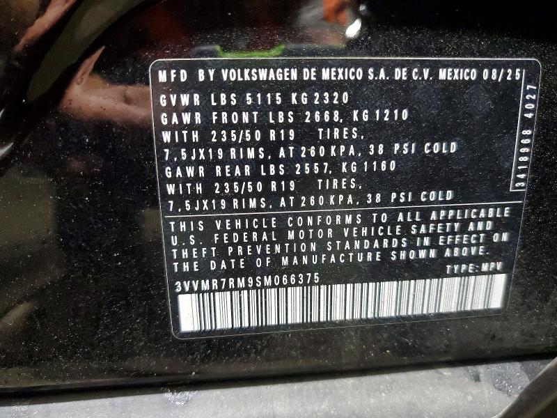 Aukcja sprzedaży 2025 Volkswagen Tiguan, vin: 3VVMR7RM9SM066375, numer aukcji: 52479236