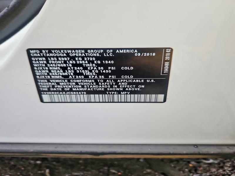 Продаж на аукціоні авто 2018 Volkswagen Atlas, vin: 1V2KR2CAXJC562470, номер лоту: 54246896