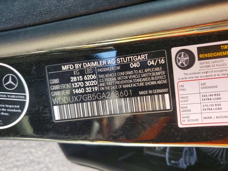 2016 Mercedes-benz S მანქანა იყიდება აუქციონზე, vin: WDDUX7GB5GA268601, აუქციონის ნომერი: 55211786