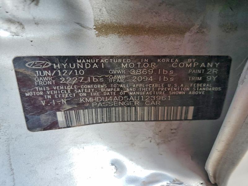 2010 Hyundai Elantra მანქანა იყიდება აუქციონზე, vin: KMHDU4AD5AU123961, აუქციონის ნომერი: 54891426