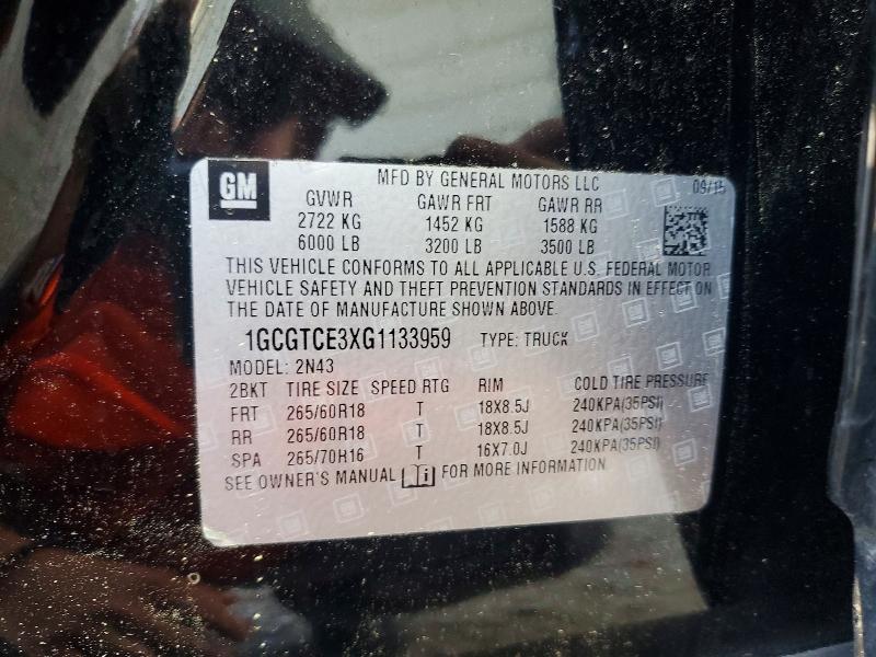 Продаж на аукціоні авто 2016 Chevrolet Colorado, vin: 1GCGTCE3XG1133959, номер лоту: 52373096