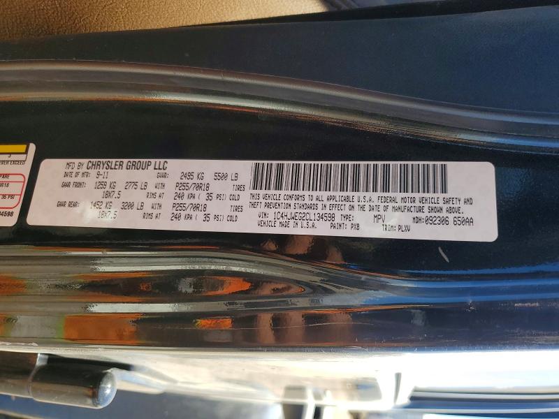 55511066 :رقم المزاد ، 1C4HJWEG2CL134598 vin ، 2012 Jeep Wrangler Unlimited مزاد بيع