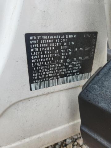 Продаж на аукціоні авто 2012 Volkswagen Tiguan, vin: WVGAV7AX2CW593416, номер лоту: 54695226