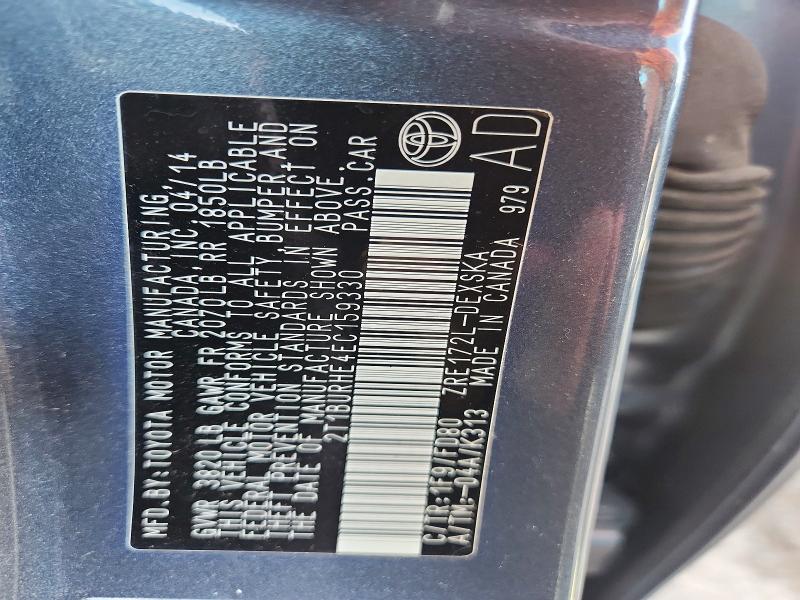 Продаж на аукціоні авто 2014 Toyota Corolla, vin: 2T1BURHE4EC159330, номер лоту: 54959166