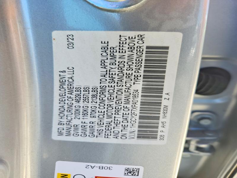 Aukcja sprzedaży 2023 Honda Accord, vin: 1HGCY2F7XPA018534, numer aukcji: 52887696
