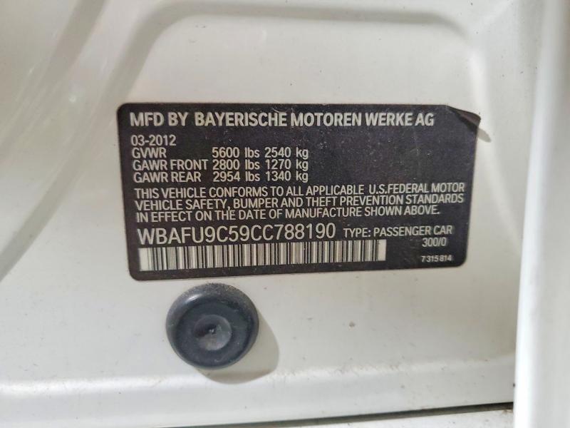 2012 Bmw 550 მანქანა იყიდება აუქციონზე, vin: WBAFU9C59CC788190, აუქციონის ნომერი: 51950456