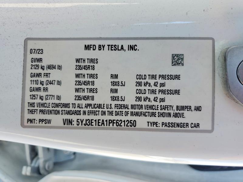 Aukcja sprzedaży 2023 Tesla Model 3, vin: 5YJ3E1EA1PF621250, numer aukcji: 53414066
