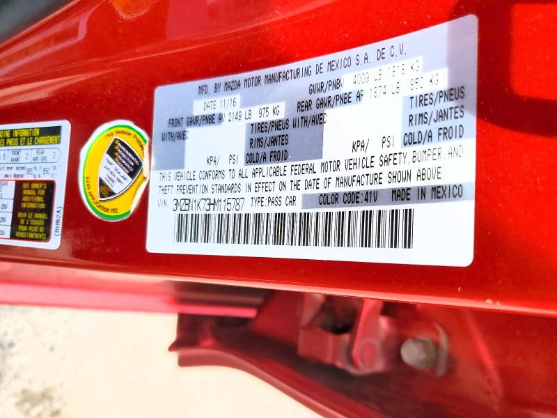 55035686 :رقم المزاد ، 3MZBN1K73HM115787 vin ، 2017 Mazda 3 مزاد بيع