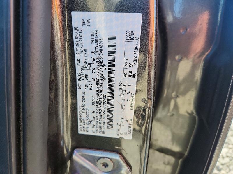 2015 Ford Escape მანქანა იყიდება აუქციონზე, vin: 1FMCU9J99FUC07423, აუქციონის ნომერი: 52363436