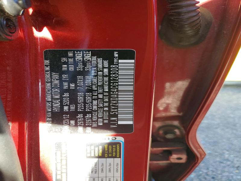 2012 Hyundai Santa Fe მანქანა იყიდება აუქციონზე, vin: 5XYZKDAG4CG128308, აუქციონის ნომერი: 52256546