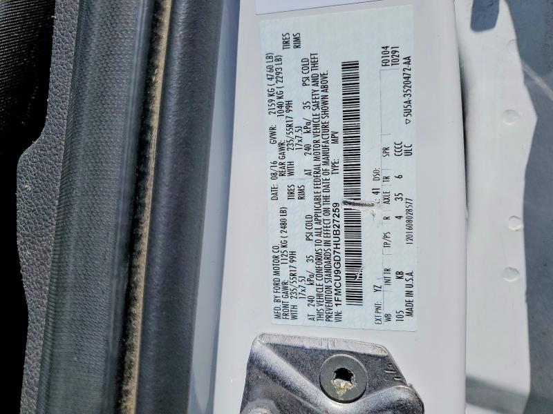 55176576 :رقم المزاد ، 1FMCU9GD7HUB27259 vin ، 2017 Ford Escape مزاد بيع