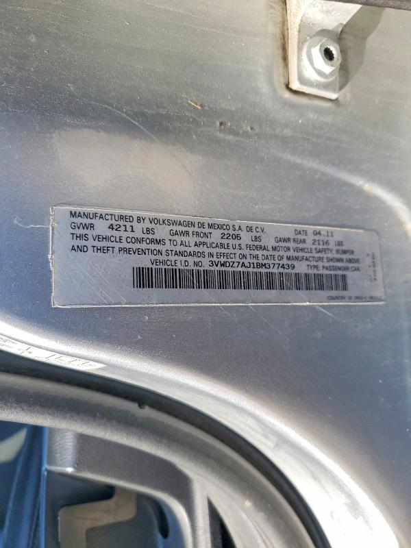 Aukcja sprzedaży 2011 Volkswagen Jetta, vin: 3VWDZ7AJ1BM377439, numer aukcji: 52498116