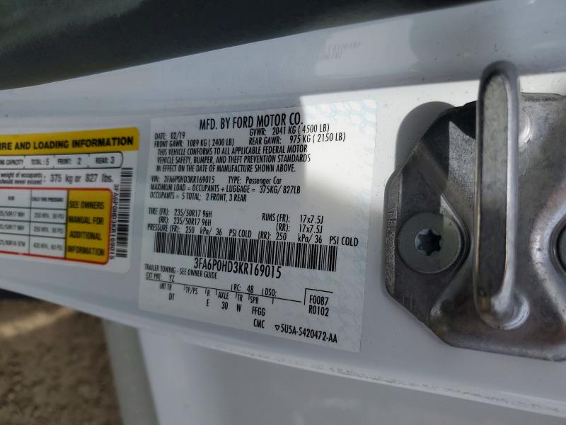 Продаж на аукціоні авто 2019 Ford Fusion, vin: 3FA6P0HD3KR169015, номер лоту: 54687826