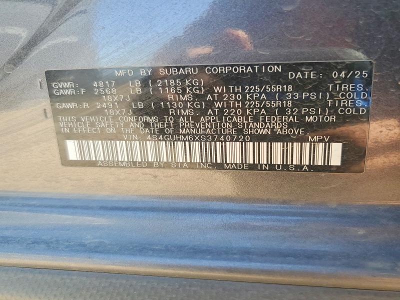 Aukcja sprzedaży 2025 Subaru Crosstrek, vin: 4S4GUHM6XS3740720, numer aukcji: 53601806