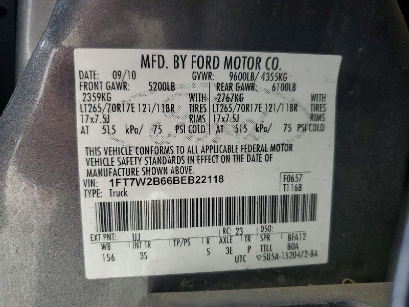 Продажа на аукционе авто 2011 Ford F250, vin: 1FT7W2B66BEB22118, номер лота: 52761186