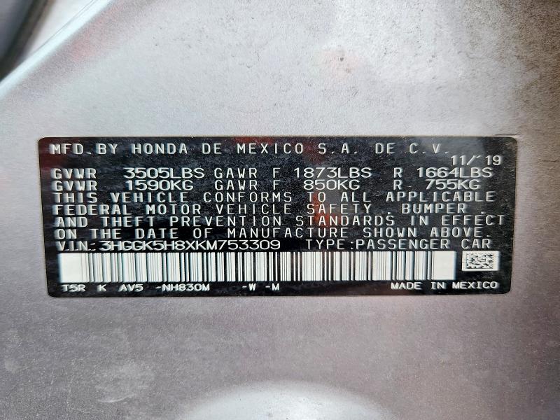54640676 :رقم المزاد ، 3HGGK5H8XKM753309 vin ، 2019 Honda Fit مزاد بيع