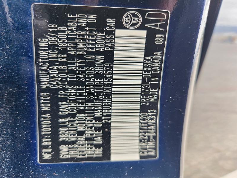 Продажа на аукционе авто 2019 Toyota Corolla, vin: 2T1BURHE1KC154579, номер лота: 55061676