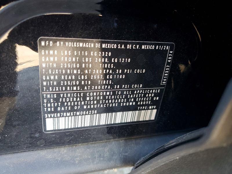 2026 Volkswagen Tiguan მანქანა იყიდება აუქციონზე, vin: 3VVER7RMXTM064236, აუქციონის ნომერი: 53825526
