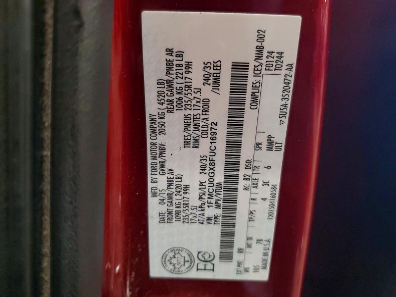 Продажа на аукционе авто 2015 Ford Escape, vin: 1FMCU0GX8FUC16972, номер лота: 54296016