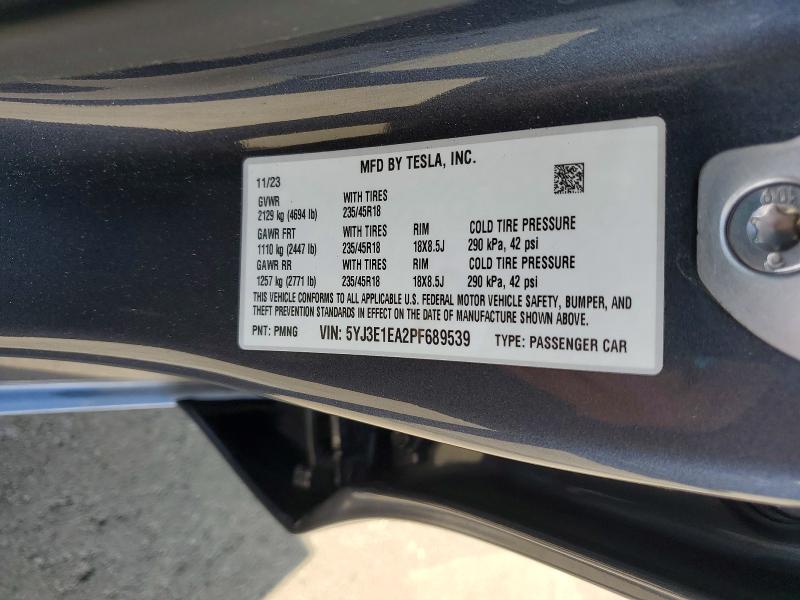 Продажа на аукционе авто 2023 Tesla Model 3, vin: 5YJ3E1EA2PF689539, номер лота: 52126136