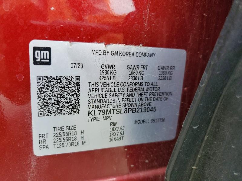 2023 Chevrolet Trailblazer მანქანა იყიდება აუქციონზე, vin: KL79MTSL8PB219045, აუქციონის ნომერი: 54484786
