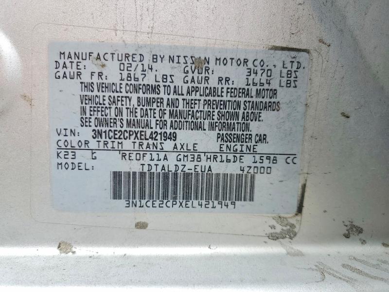 Продажа на аукционе авто 2014 Nissan Versa Note, vin: 3N1CE2CPXEL421949, номер лота: 54885806