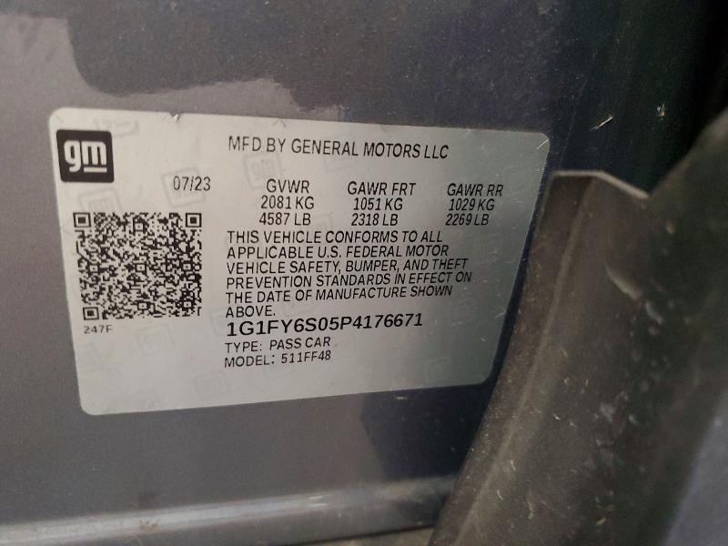 2023 Chevrolet Bolt Euv მანქანა იყიდება აუქციონზე, vin: 1G1FY6S05P4176671, აუქციონის ნომერი: 54506246