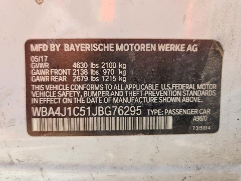 Aukcja sprzedaży 2018 Bmw 430i, vin: WBA4J1C51JBG76295, numer aukcji: 53180096