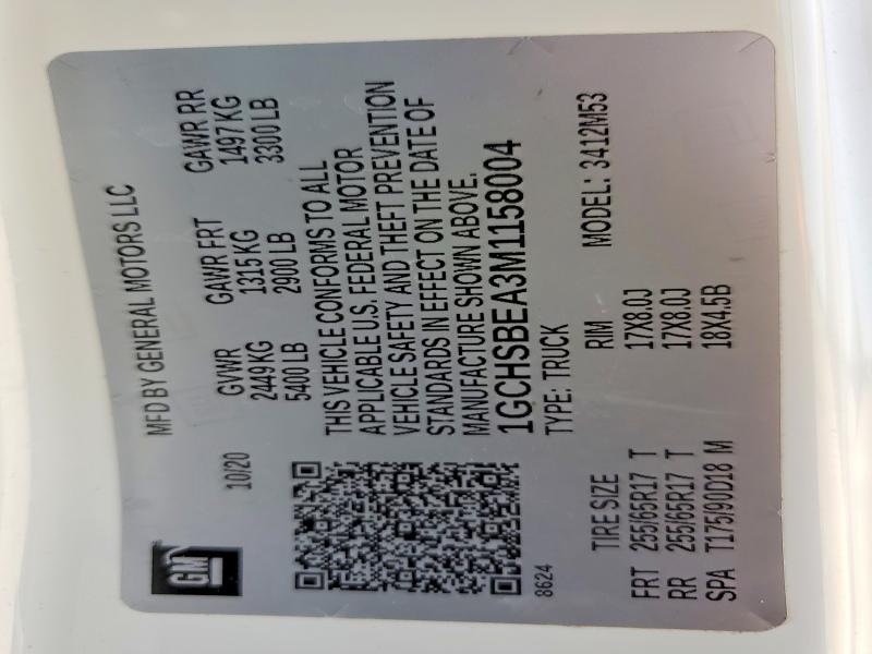 Aukcja sprzedaży 2021 Chevrolet Colorado, vin: 1GCHSBEA3M1158004, numer aukcji: 53287866