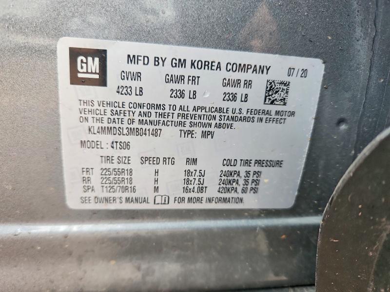 51208426 :رقم المزاد ، KL4MMDSL3MB041487 vin ، 2021 Buick Encore Gx مزاد بيع
