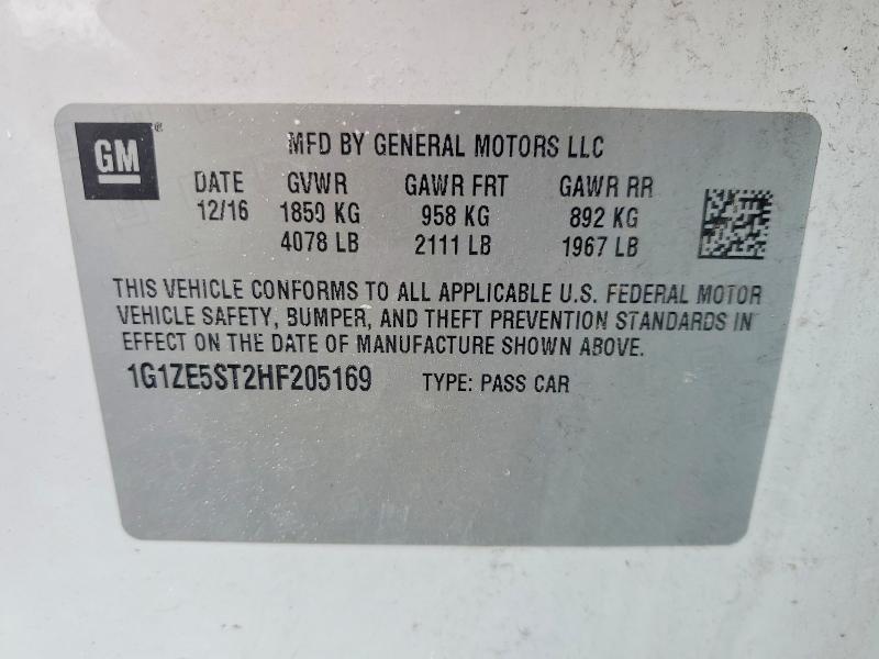2017 Chevrolet Malibu მანქანა იყიდება აუქციონზე, vin: 1G1ZE5ST2HF205169, აუქციონის ნომერი: 51954686