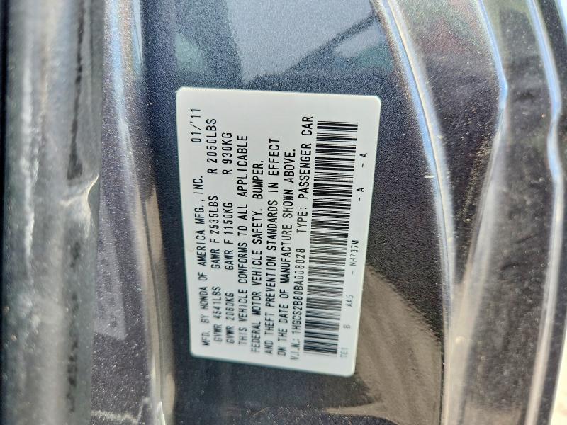 2011 Honda Accord მანქანა იყიდება აუქციონზე, vin: 1HGCS2B80BA006028, აუქციონის ნომერი: 52452056