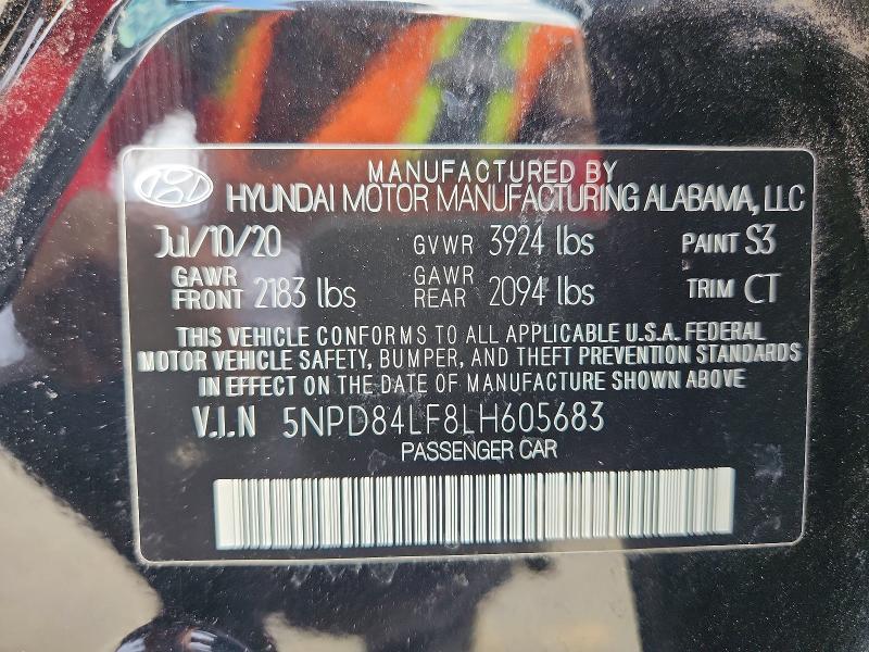 Продажа на аукционе авто 2020 Hyundai Elantra, vin: 5NPD84LF8LH605683, номер лота: 55433976