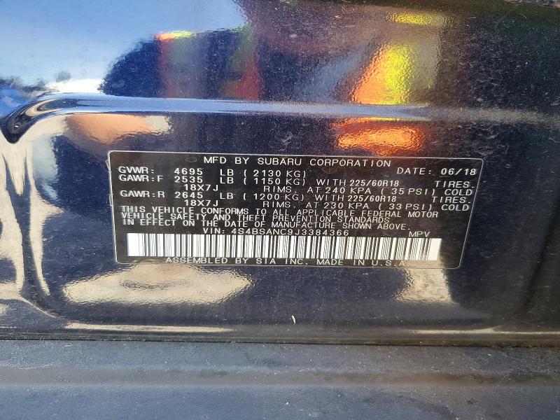 Продажа на аукционе авто 2018 Subaru Outback, vin: 4S4BSANC9J3384366, номер лота: 53958026