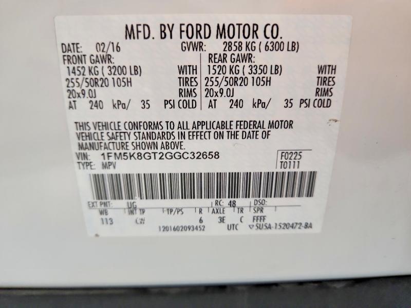 Aukcja sprzedaży 2016 Ford Explorer, vin: 1FM5K8GT2GGC32658, numer aukcji: 51551916