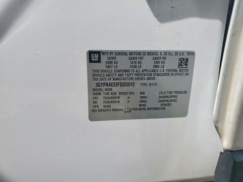 53622476 :رقم المزاد ، 3GYFNAE33FS550910 vin ، 2015 Cadillac Srx مزاد بيع