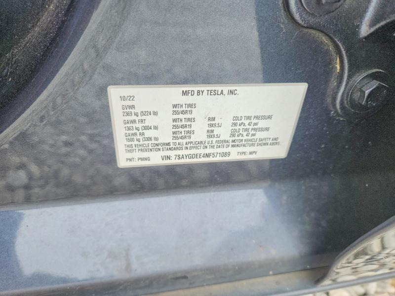 Продажа на аукционе авто 2022 Tesla Model Y, vin: 7SAYGDEE4NF571089, номер лота: 51854626