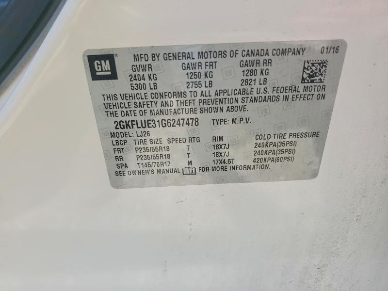 Продаж на аукціоні авто 2016 Gmc Terrain, vin: 2GKFLUE31G6247478, номер лоту: 55324756