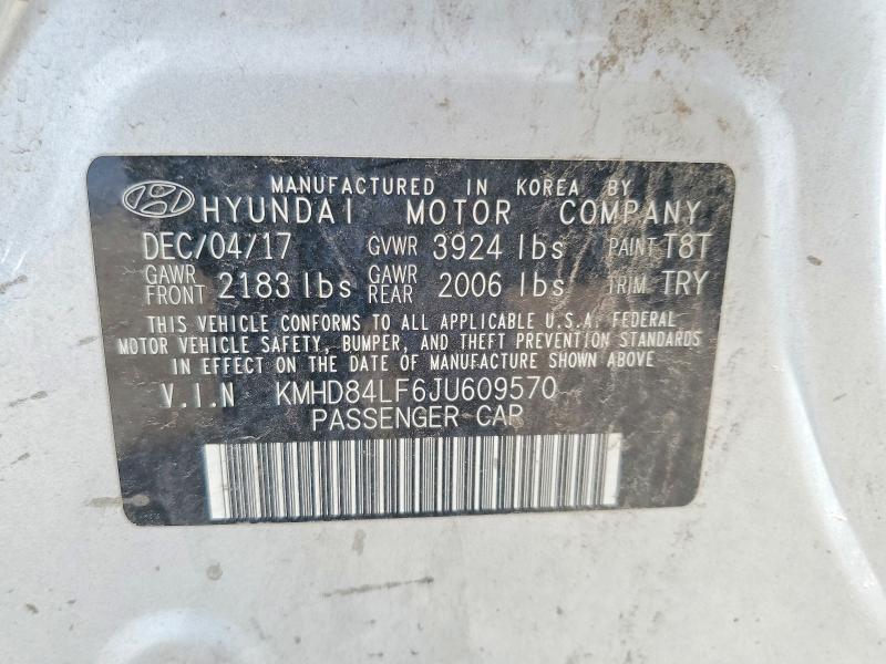 Aukcja sprzedaży 2018 Hyundai Elantra, vin: KMHD84LF6JU609570, numer aukcji: 53450976