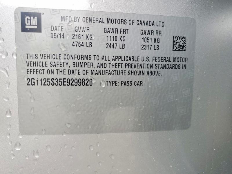 Aukcja sprzedaży 2014 Chevrolet Impala, vin: 2G1125S35E9299820, numer aukcji: 52245326