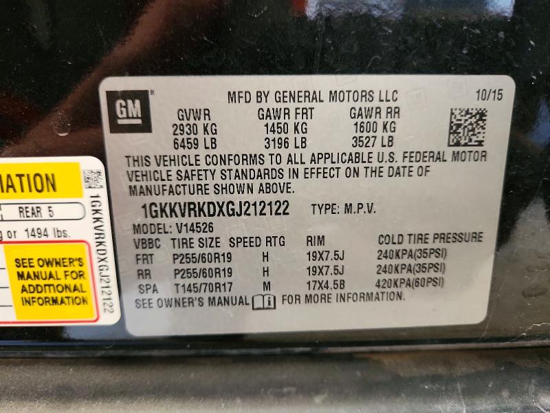 Aukcja sprzedaży 2016 Gmc Acadia, vin: 1GKKVRKDXGJ212122, numer aukcji: 52778866