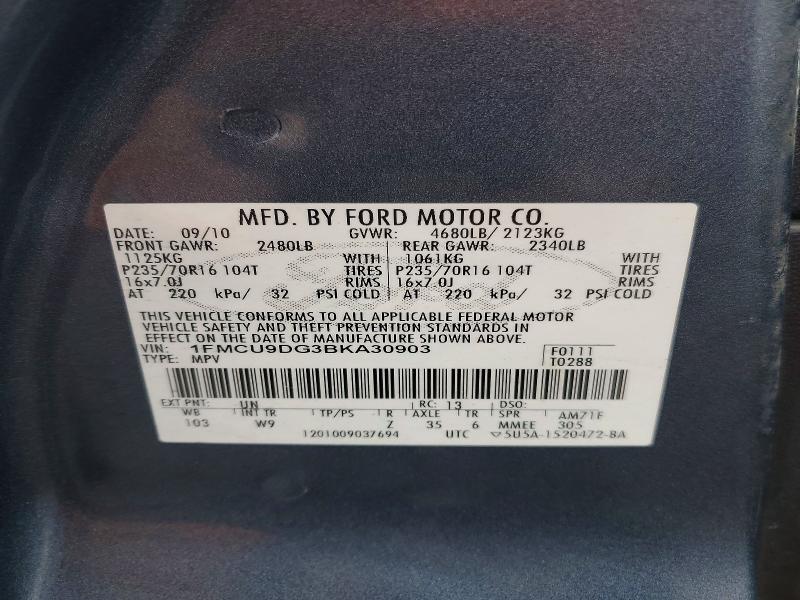 52999356 :رقم المزاد ، 1FMCU9DG3BKA30903 vin ، 2011 Ford Escape مزاد بيع