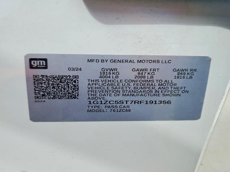 Продаж на аукціоні авто 2024 Chevrolet Malibu, vin: 1G1ZC5ST7RF191356, номер лоту: 53165446