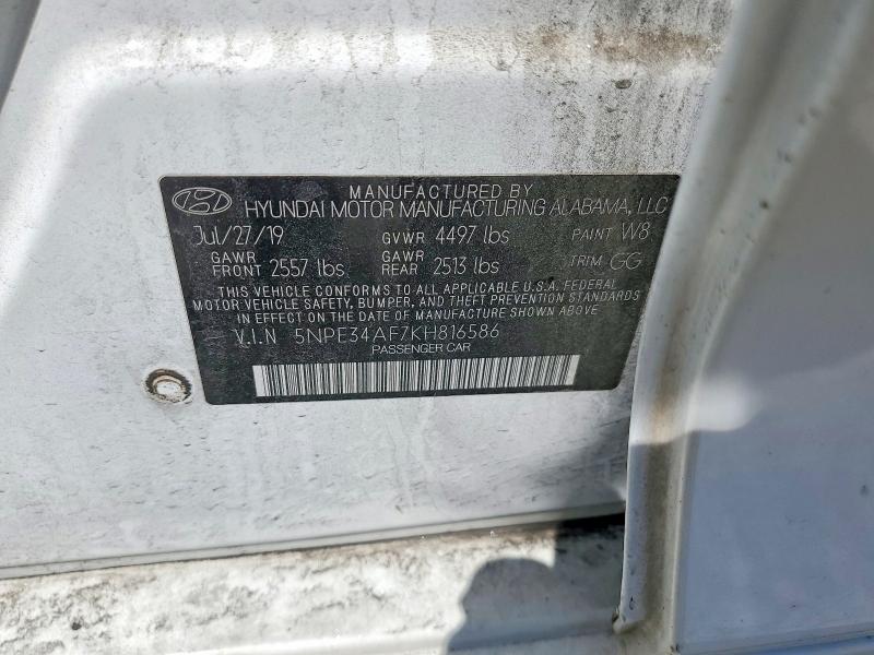 53389126 :رقم المزاد ، 5NPE34AF7KH816586 vin ، 2019 Hyundai Sonata مزاد بيع