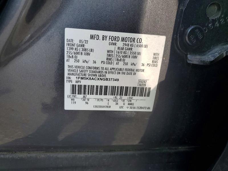 Aukcja sprzedaży 2022 Ford Explorer, vin: 1FM5K8ACXNGB37349, numer aukcji: 51349826
