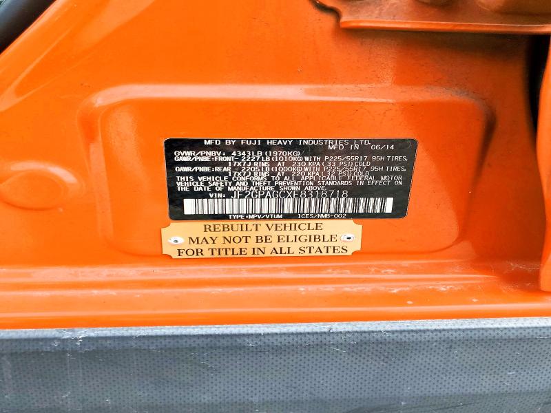 Продажа на аукционе авто 2014 Subaru Xv Crosstrek, vin: JF2GPAGCXE8318718, номер лота: 50988396