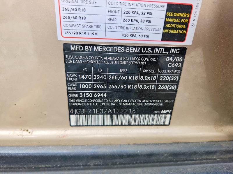 Auction sale of the 2007 Mercedes-benz Gl, vin: 4JGBF71E37A122216, lot number: 53540006
