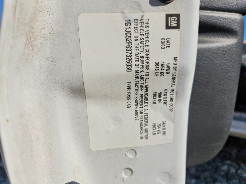 2003 Chev Cavalier მანქანა იყიდება აუქციონზე, vin: 1G1JC52F637326030, აუქციონის ნომერი: 53560696