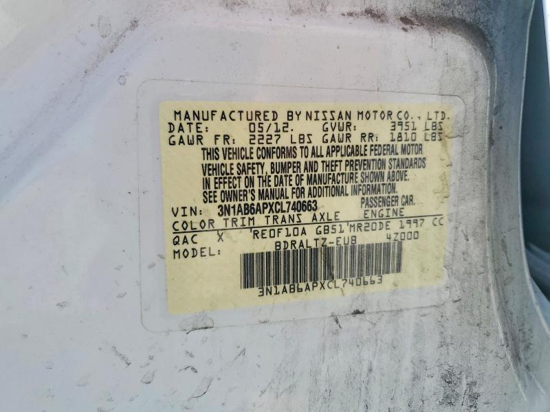 Продаж на аукціоні авто 2012 Nissan Sentra, vin: 3N1AB6APXCL740663, номер лоту: 52879006